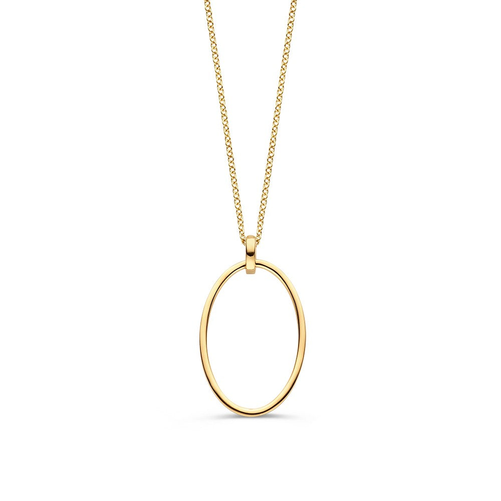 Elegant Geelgouden Collier met Ovale Open Hanger – 14 Karaat Goud, Tijdloos Design