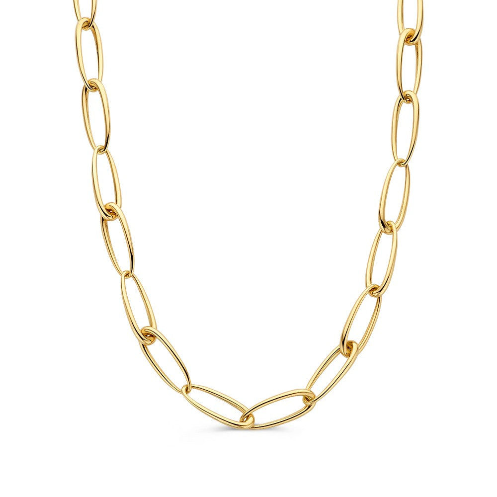 Collana in oro giallo con maglie asimmetriche in oro 14 carati.