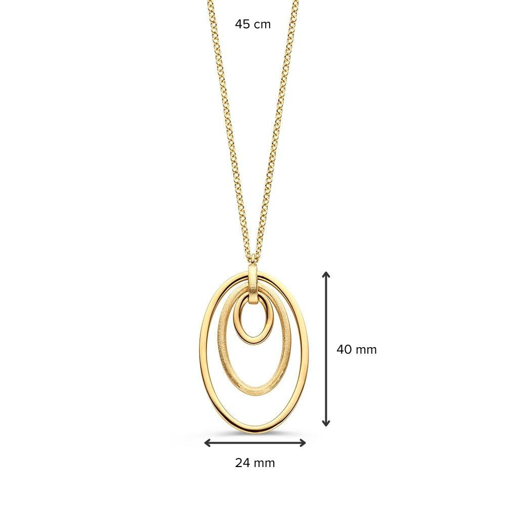 Collana in Oro Giallo con Vistoso Ciondolo a Tre Elementi Ovali – Oro 14 Carati