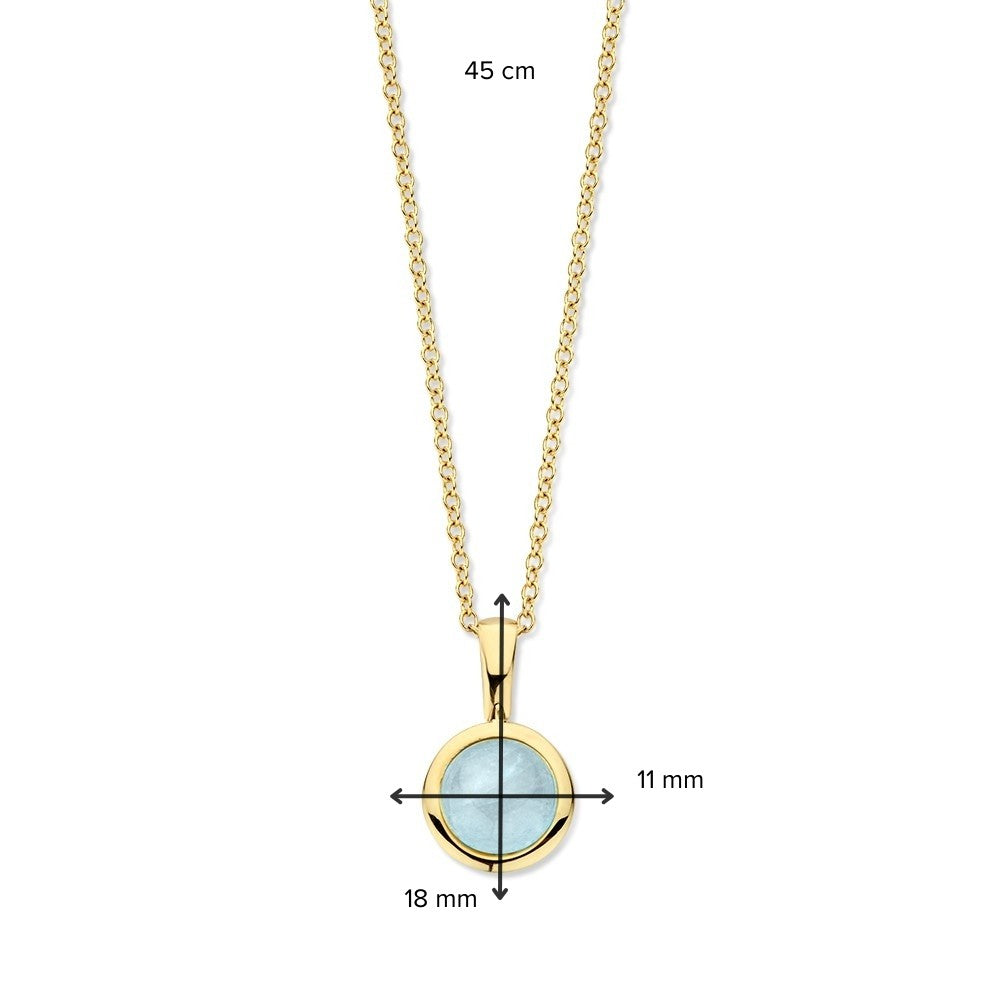 Collana in Oro Giallo con Acquamarina, 14 Carati, 45 cm, 4,2 gr