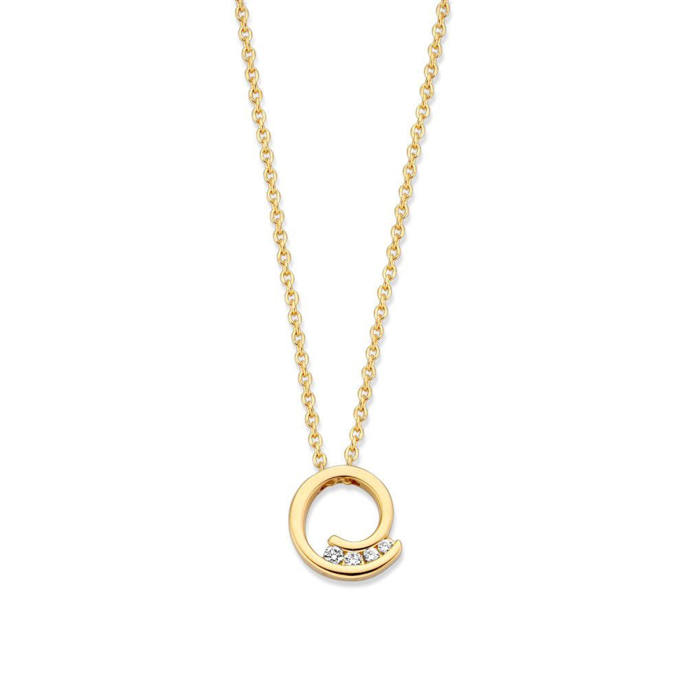 Collana in oro giallo con pendente di diamanti, design elegante e raffinato.