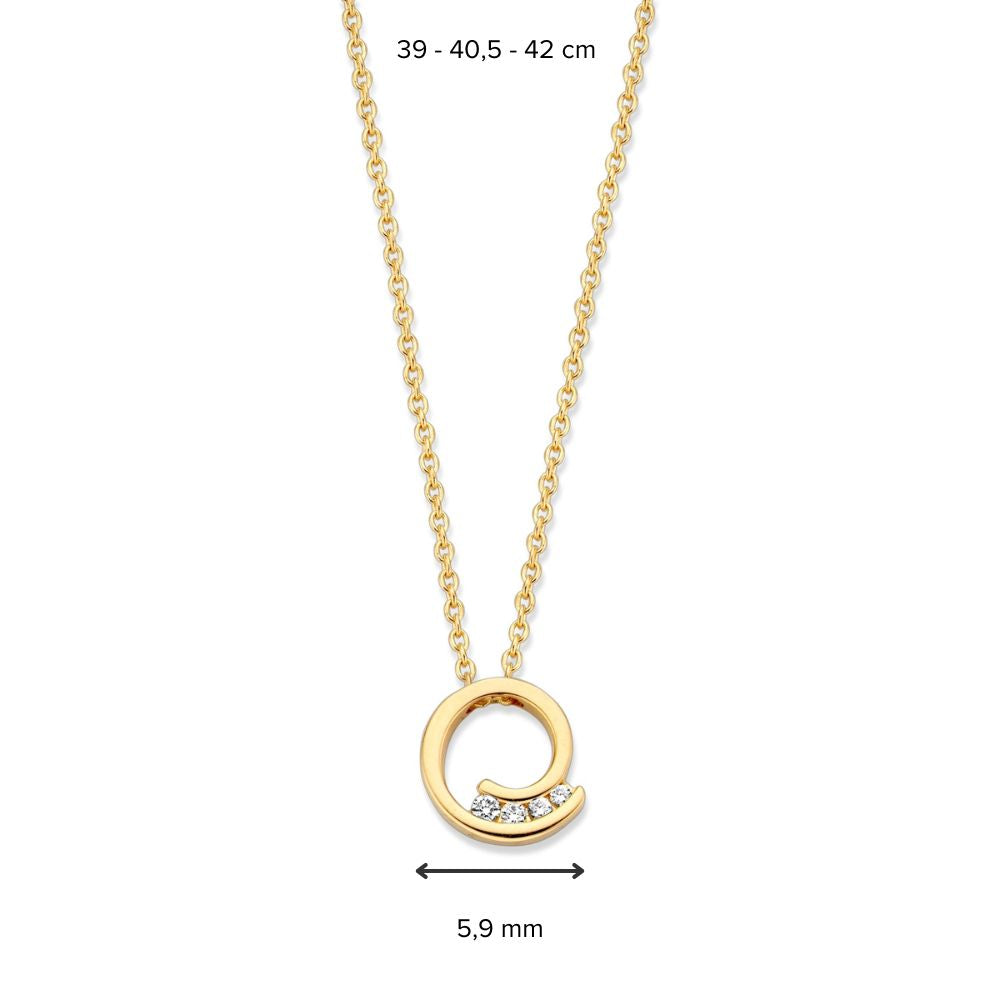 Collana in oro giallo con ciondolo di diamanti - gioiello di lusso 14 carati