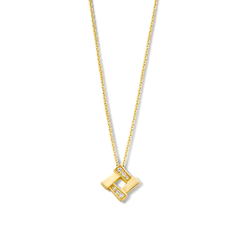 Collana in oro giallo con pendente di diamanti, design elegante e raffinato.