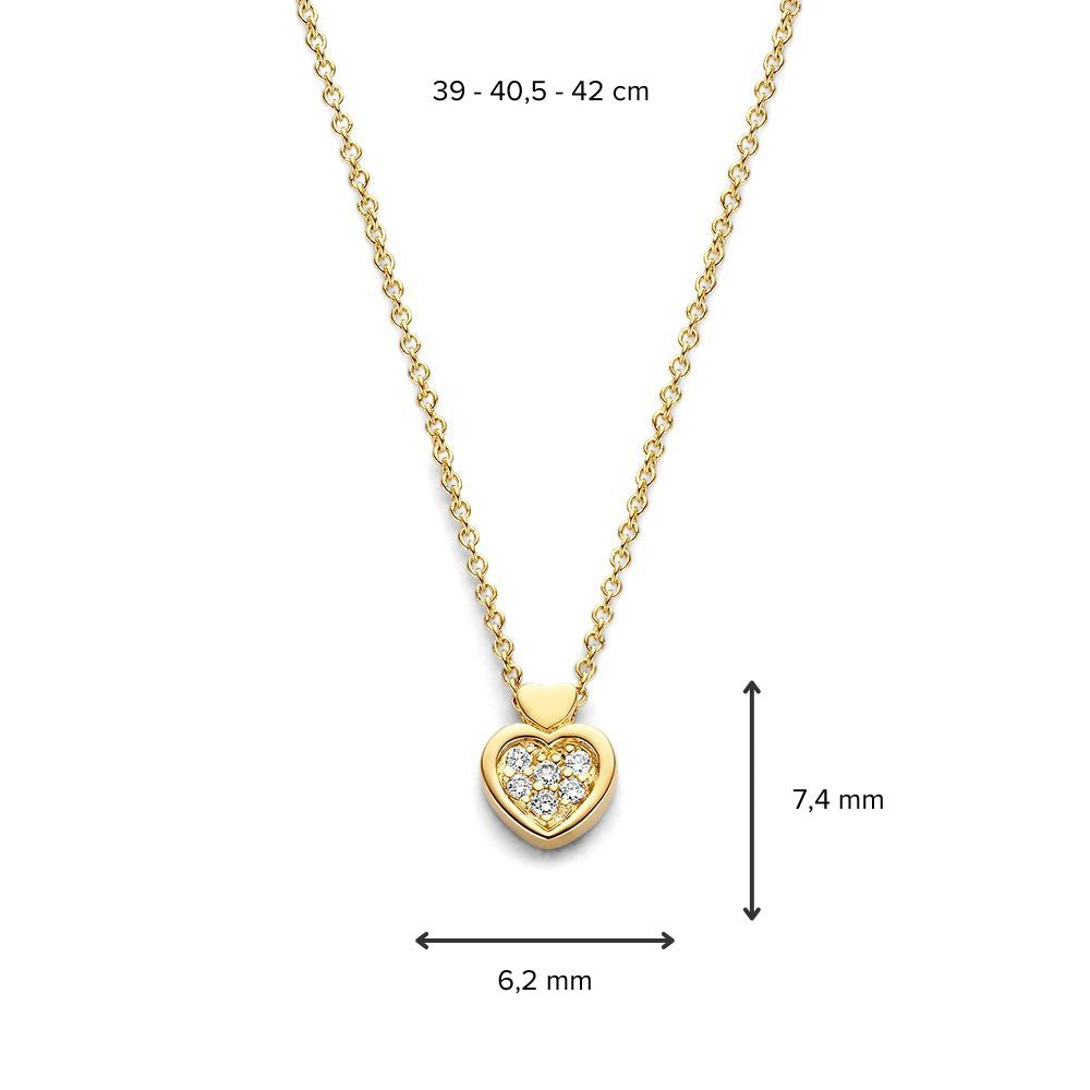 Collana in Oro Giallo con Ciondolo a Cuore con Diamante - 14 Carati