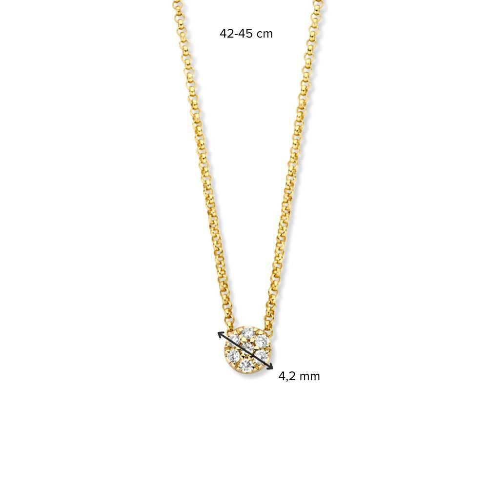 Collana in oro giallo con piccolo elemento e diamante, 14 carati, 0.06 crt, 42-45 cm