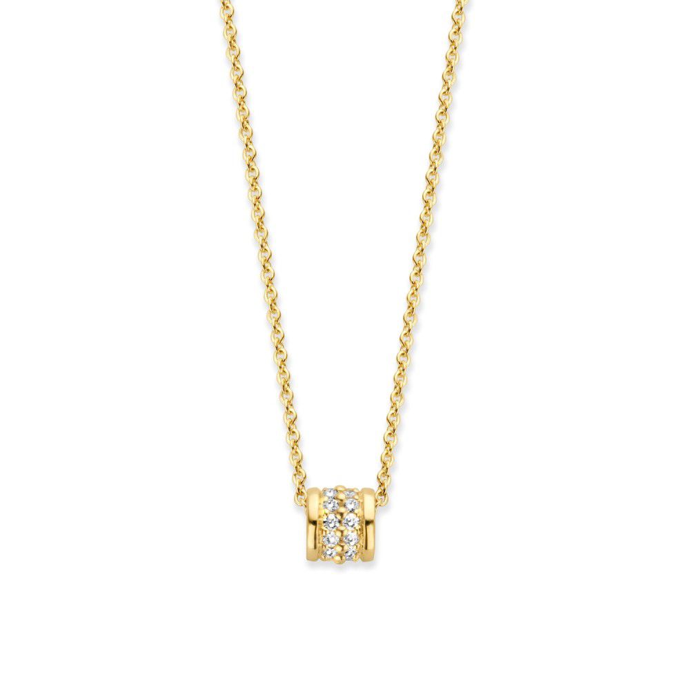 Collana in oro giallo con diamante, 14 carati, con pendente brillante.