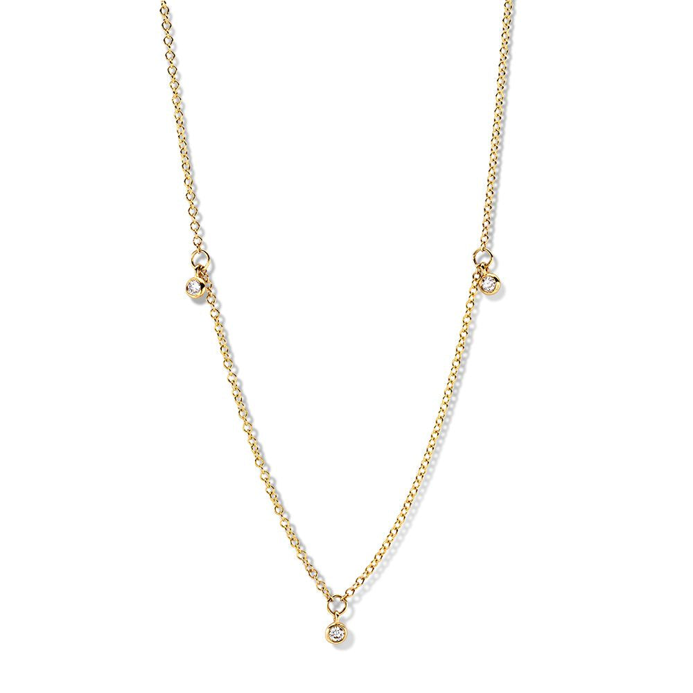 Collana in oro giallo con diamanti, 14 carati, design elegante e raffinato.