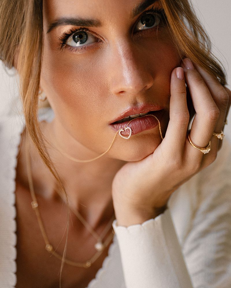 Collana in Oro Giallo con Ciondolo a Cuore e Diamante - 14 Carati