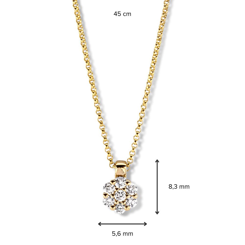 Collana in Oro Giallo con Ciondolo di Diamanti in Castone Entourage - 14 Carati