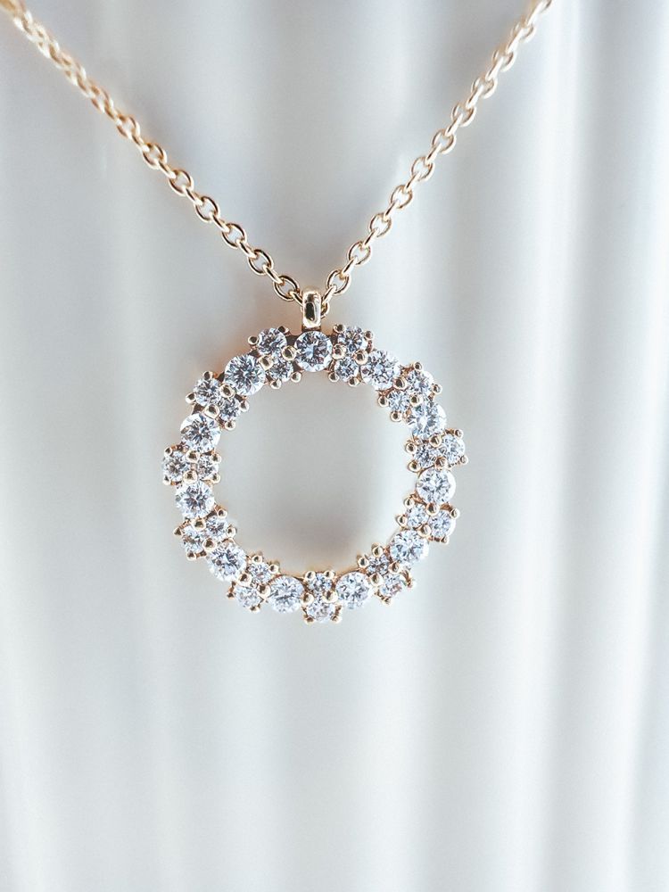 Collana in Oro Giallo con Ciondolo Diamanti – Oro 14 Carati e Brillanti 0,28 crt