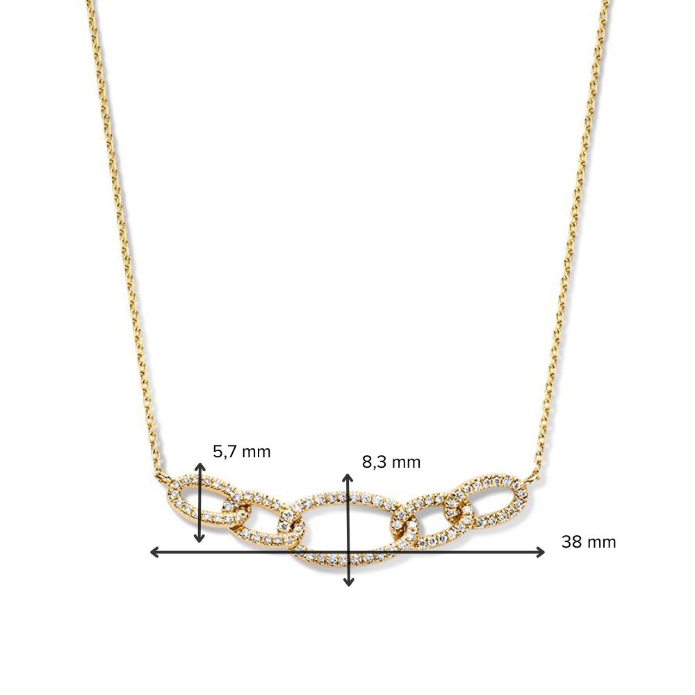Collana in Oro Giallo con Cinque Maglie di Diamanti – Oro 14 Carati & 0,36 crt