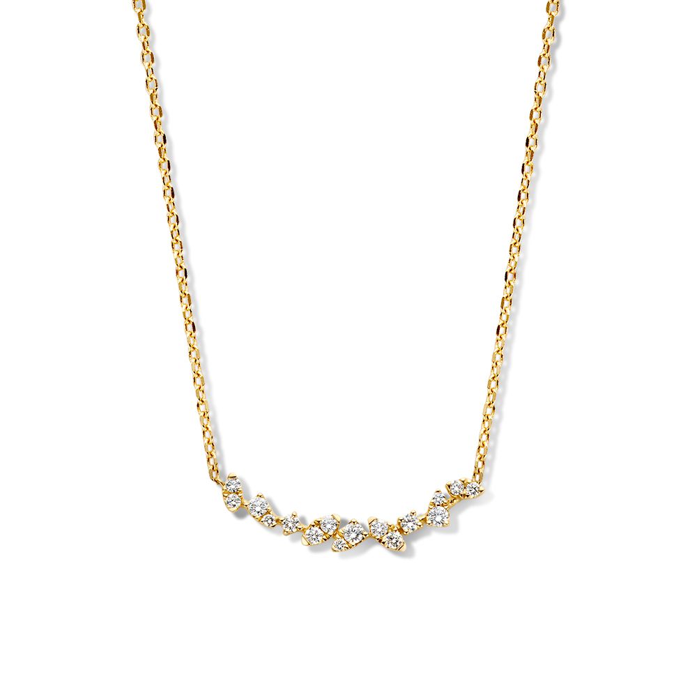 Collana in oro giallo con un inserto di diamanti, 14 carati e 0,37 crt.