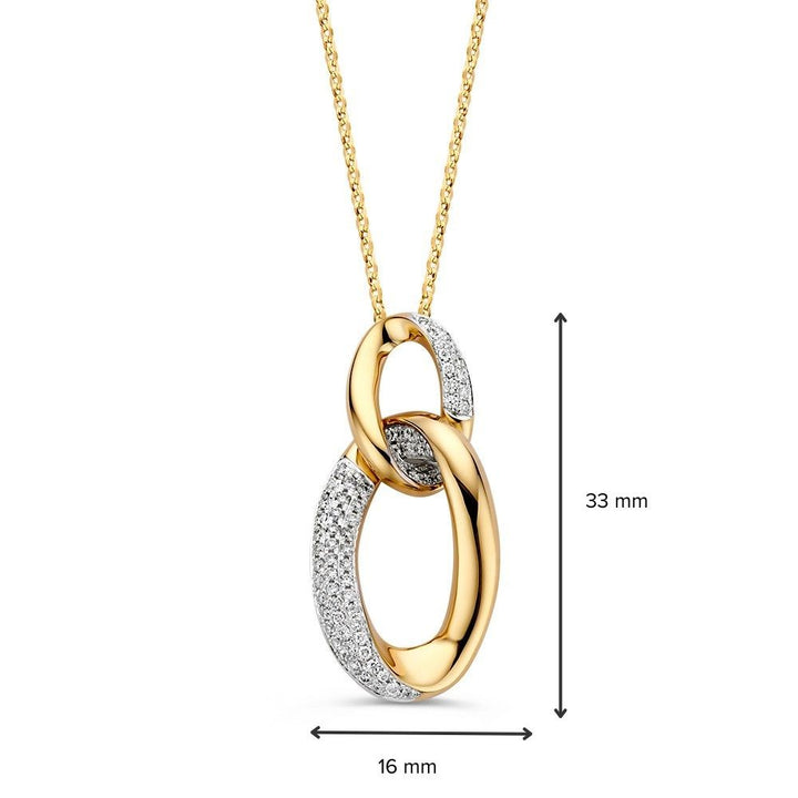Luxe Geelgouden Schakelhanger met Diamanten en Elegant Collier – Tijdloze Elegantie