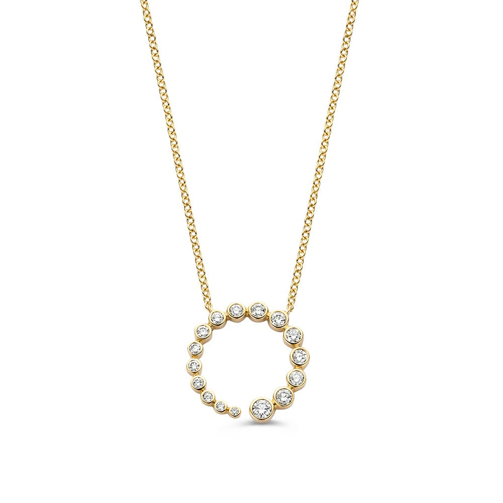 Collana in oro con diamanti brillanti da 0,50 ct, design circolare.