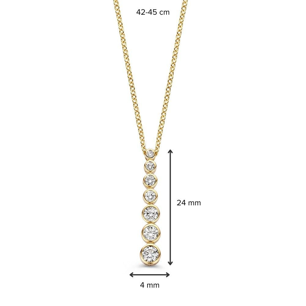 Collana in oro giallo con diamanti taglio brillante di dimensioni crescenti – Oro 14 carati e 0,50 crt