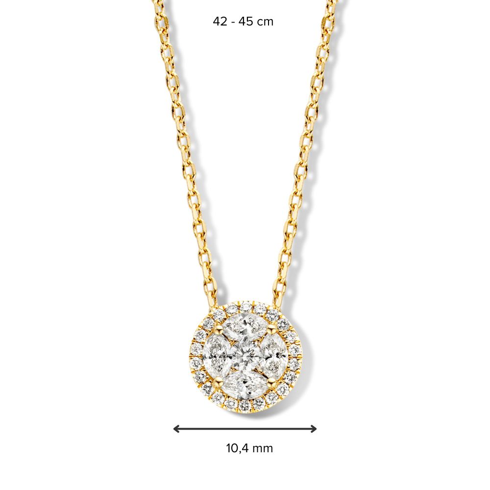 Collana di Lusso in Oro Giallo con Diamanti Marquise & Brillante – Oro 14 Carati & 0,79 ct