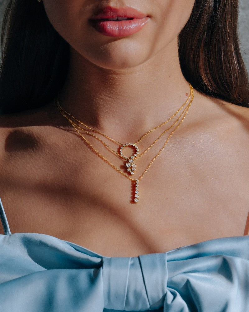Elegante Collana in Oro Giallo 14k con Ciondolo di Diamanti da 0,81 ct della Collezione 'Bubbles'