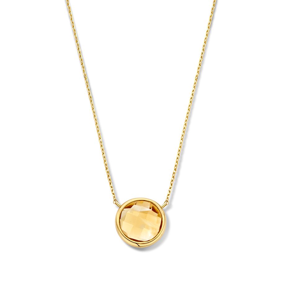 Collana in oro giallo con ciondolo in citrino sfaccettato.