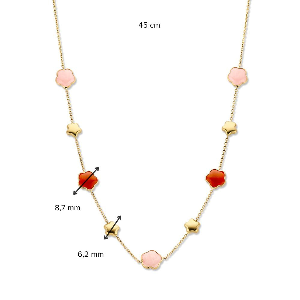 Collana in Oro Giallo con Pietre Preziose Multicolore a Forma di Fiore – Oro 14 Carati