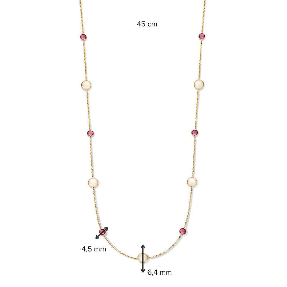 Collana in Oro Giallo con Rubino e Pietra di Luna – Elegante e Raffinata – Oro 14 Carati