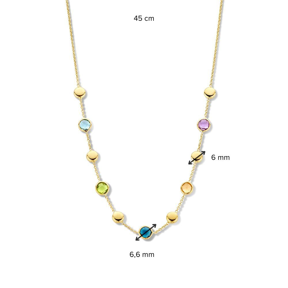 Collana in Oro Giallo con Pietre Preziose Multicolore e Accenti Dorati – Oro 14 Carati