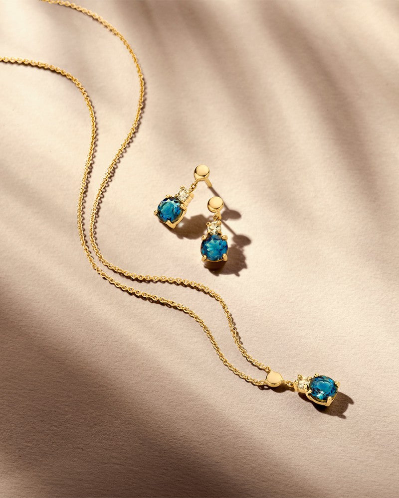 Collana in Oro Giallo con Topazio e London Blue Topazio – Oro 14 Carati
