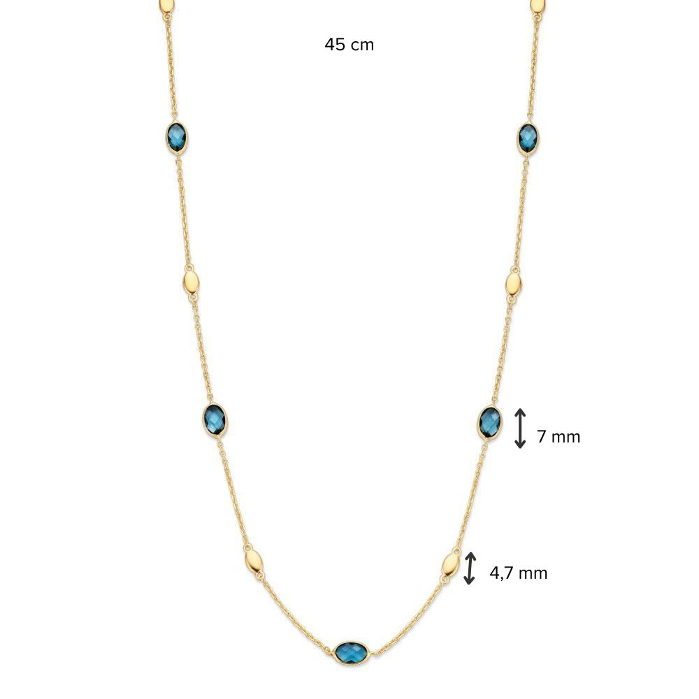 Collier in oro giallo 14 carati con topazio blu – lunghezza 45 cm – spedizione gratuita