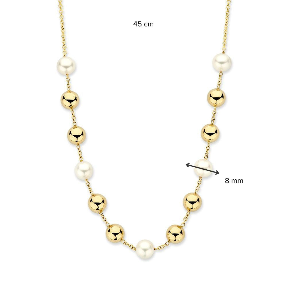 Collana in Oro Giallo con Perle e Elementi Dorati – Oro 14 Carati