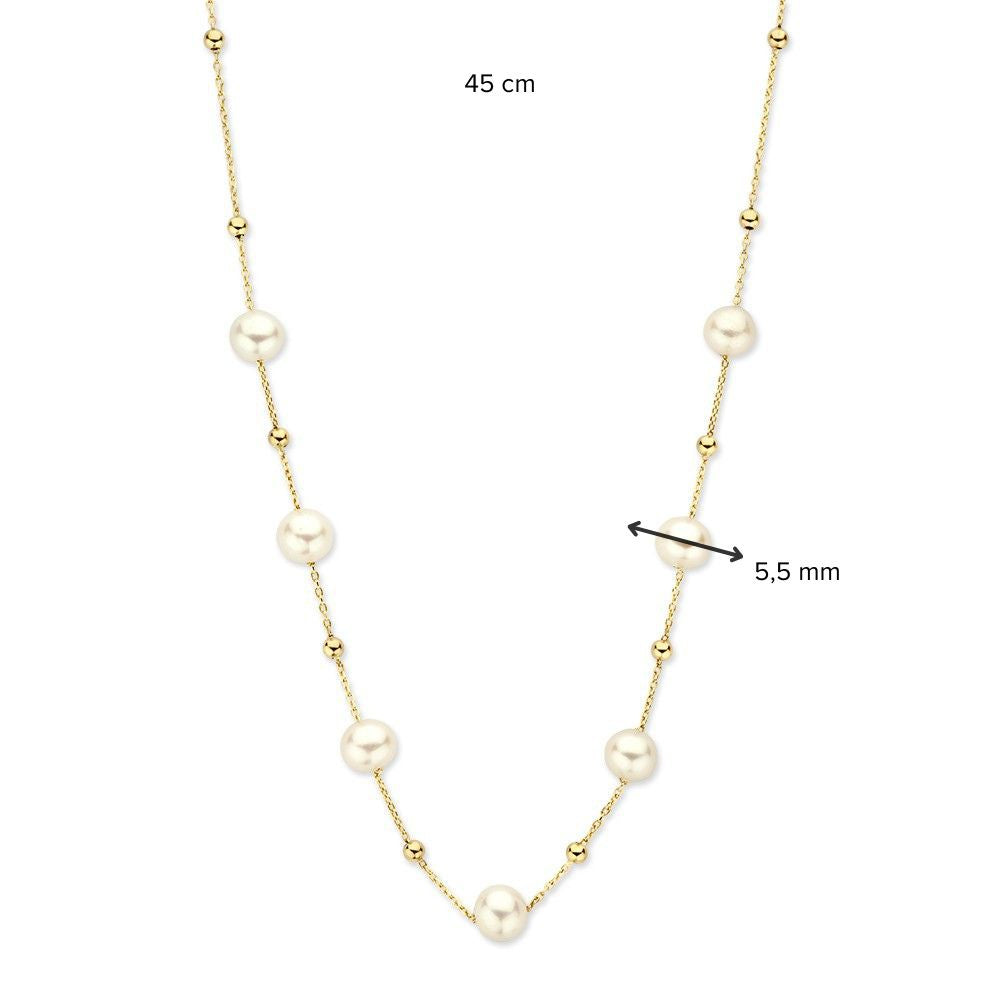 Collana in Oro Giallo con Perle – Oro 14 Carati – Senza Tempo ed Elegante