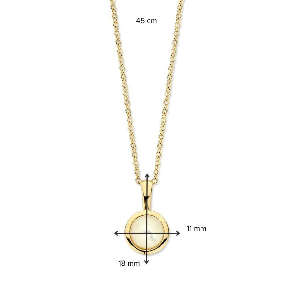 Collana in oro giallo con maglia ad ancora e ciondolo in madreperla taglio cabochon - 14 carati