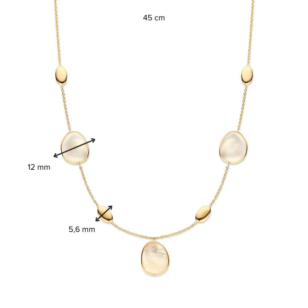 Collana in oro giallo dal design distintivo con elementi in oro e madreperla - 14 carati