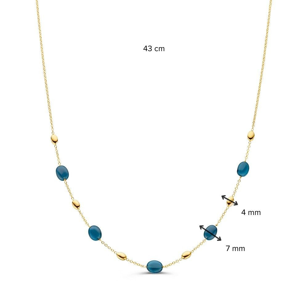 Collana in Oro Giallo 14K con Topazio Blu – Elegante Gioiello per Donna
