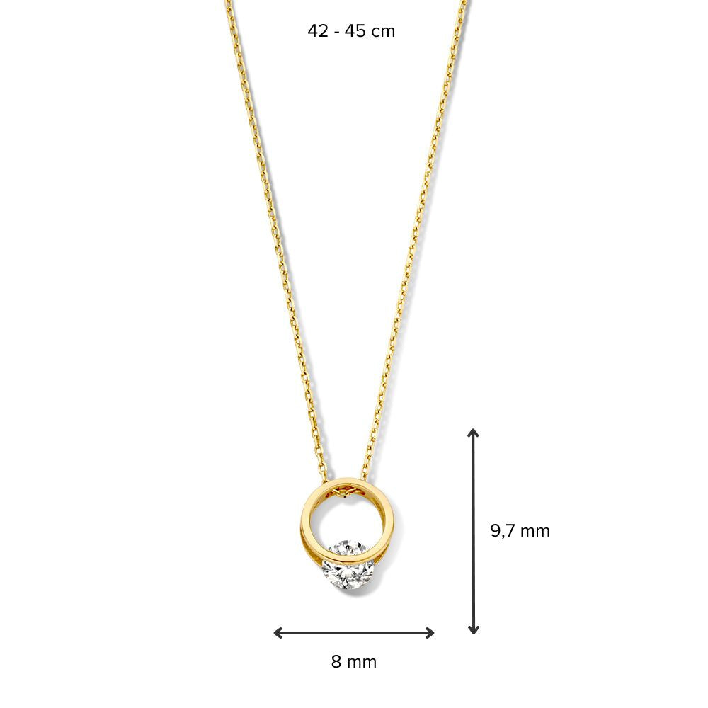 Collana in Oro Giallo con Ciondolo Giocoso e Zircone – Oro 14 Carati – Van der Kooij