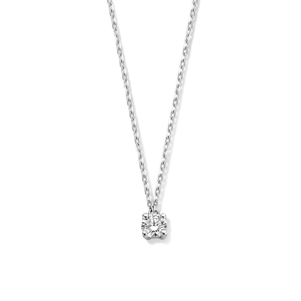 Collana in oro bianco con pendente di diamanti da 0,20 carati.