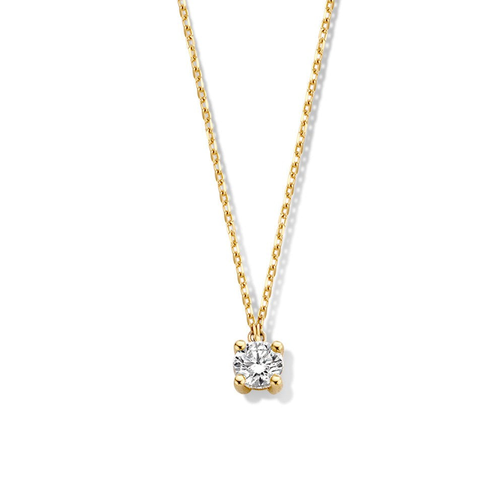 Collana in oro giallo con pendente di diamante da 0,50 carati.