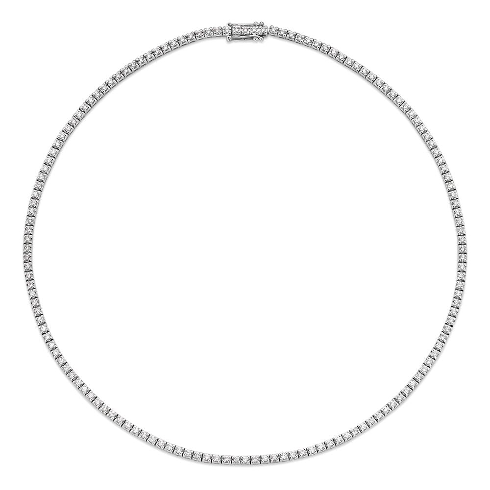 Collana tennis in oro bianco con 131 diamanti (4,55 crt) a castone - 14 carati