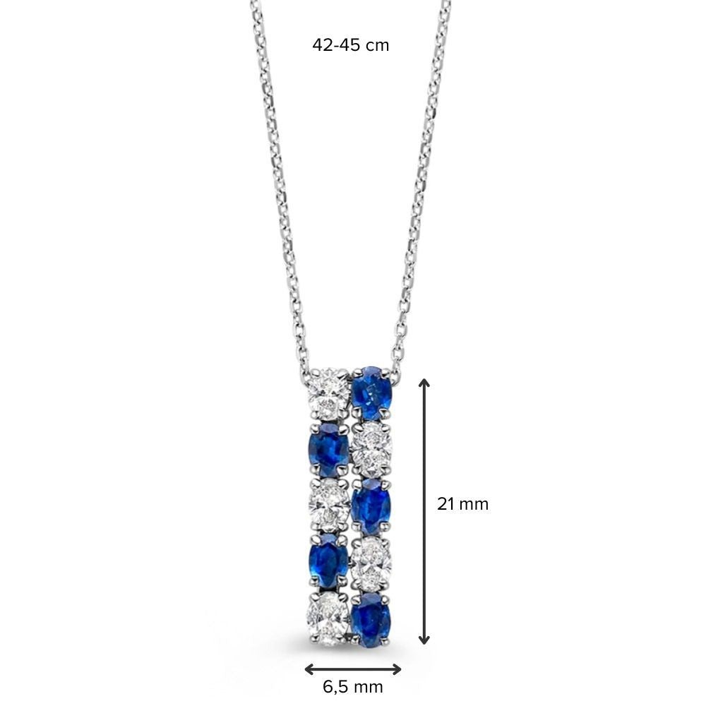Collana oro bianco brillante+zaffiro