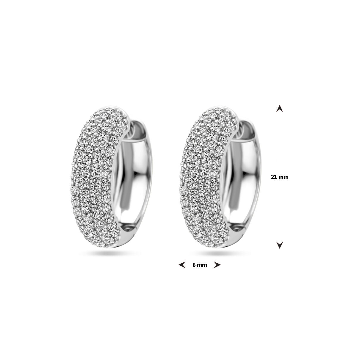 orecchini a cerchio zirconia 21 mm argento rodiato