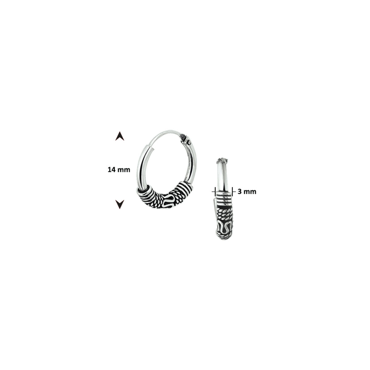 orecchini a cerchio oxi bali 3,0 mm argento ossidato