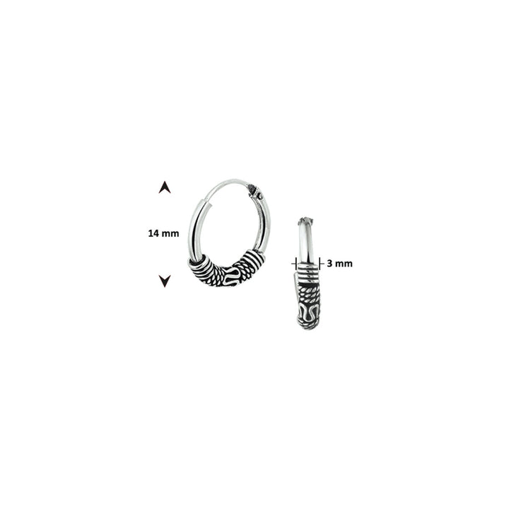 oorringen oxi bali 3,0 mm zilver geoxideerd