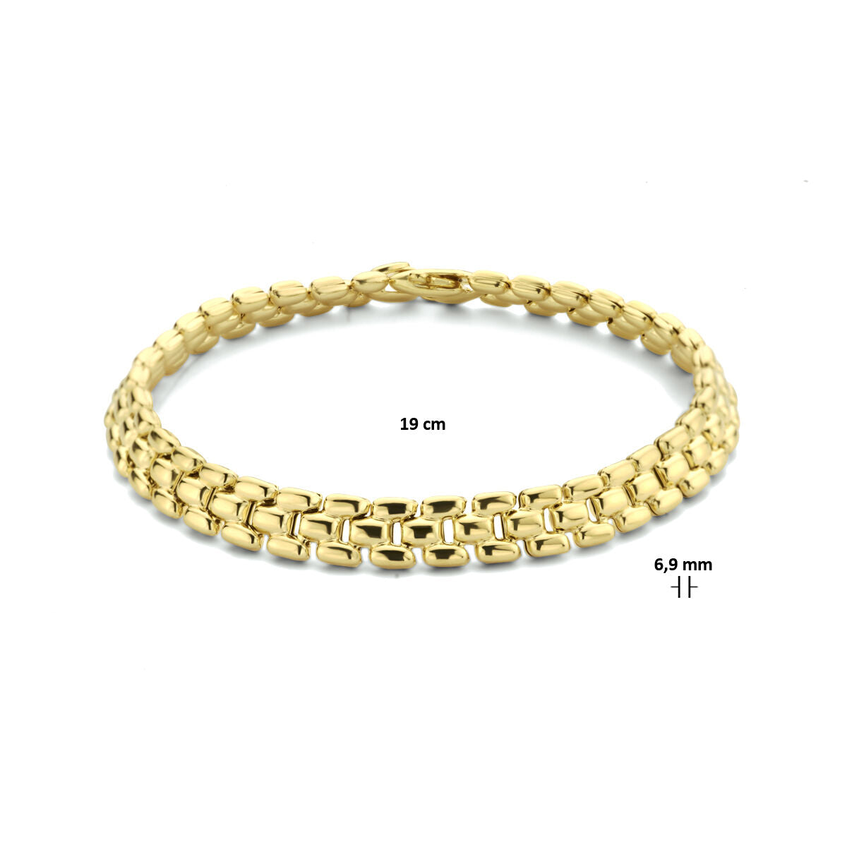 bracciale pantera 6,9 mm 19 cm 3 micron argento dorato (giallo)
