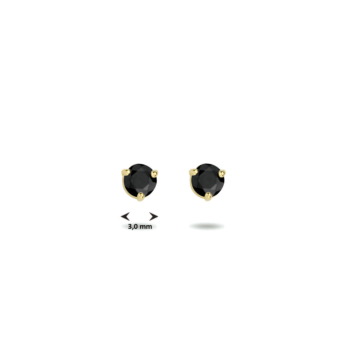 orecchini a lobo zirconia nera oro giallo 14K
