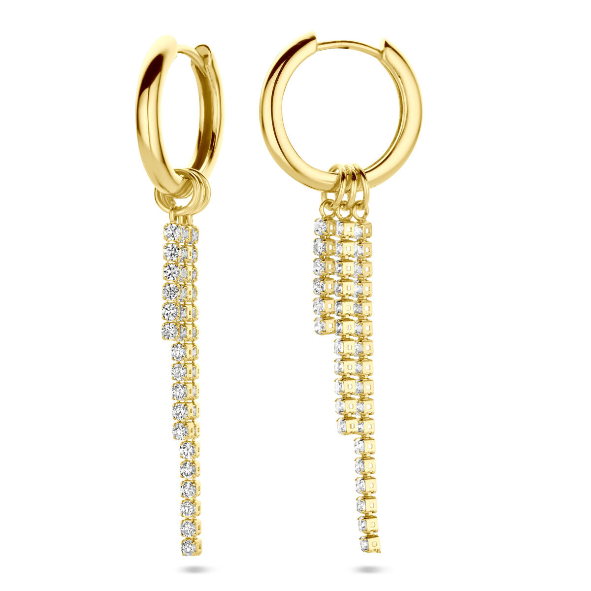 Orecchini a cerchio con zirconia 46 mm 1 micron argento dorato (giallo)