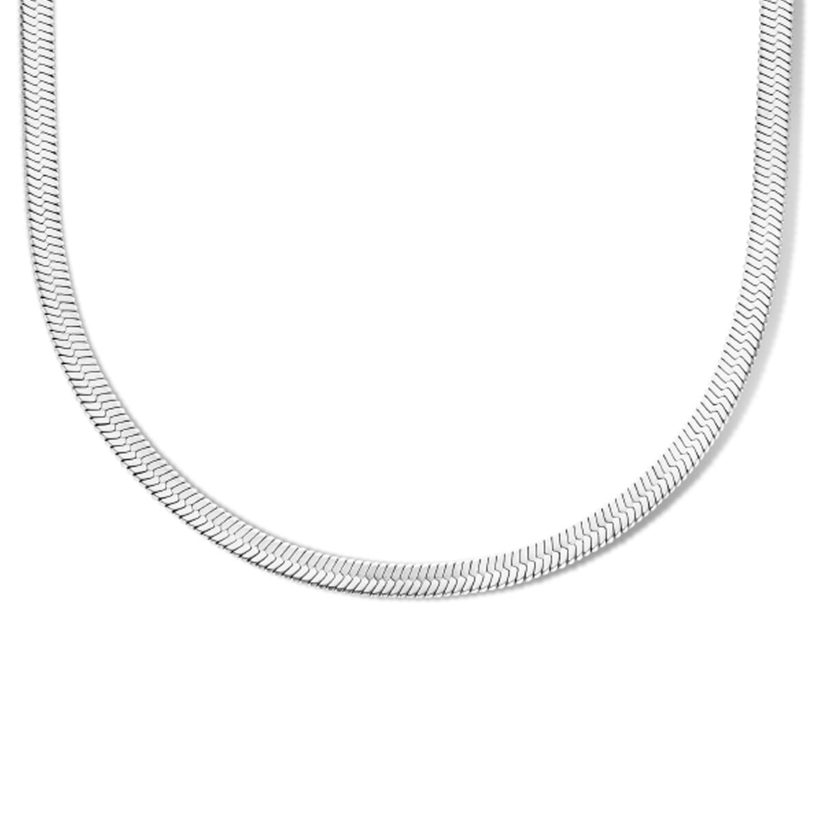 Collana in acciaio inossidabile a maglia piatta di 4,2 mm, lunghezza 42 + 4 cm.