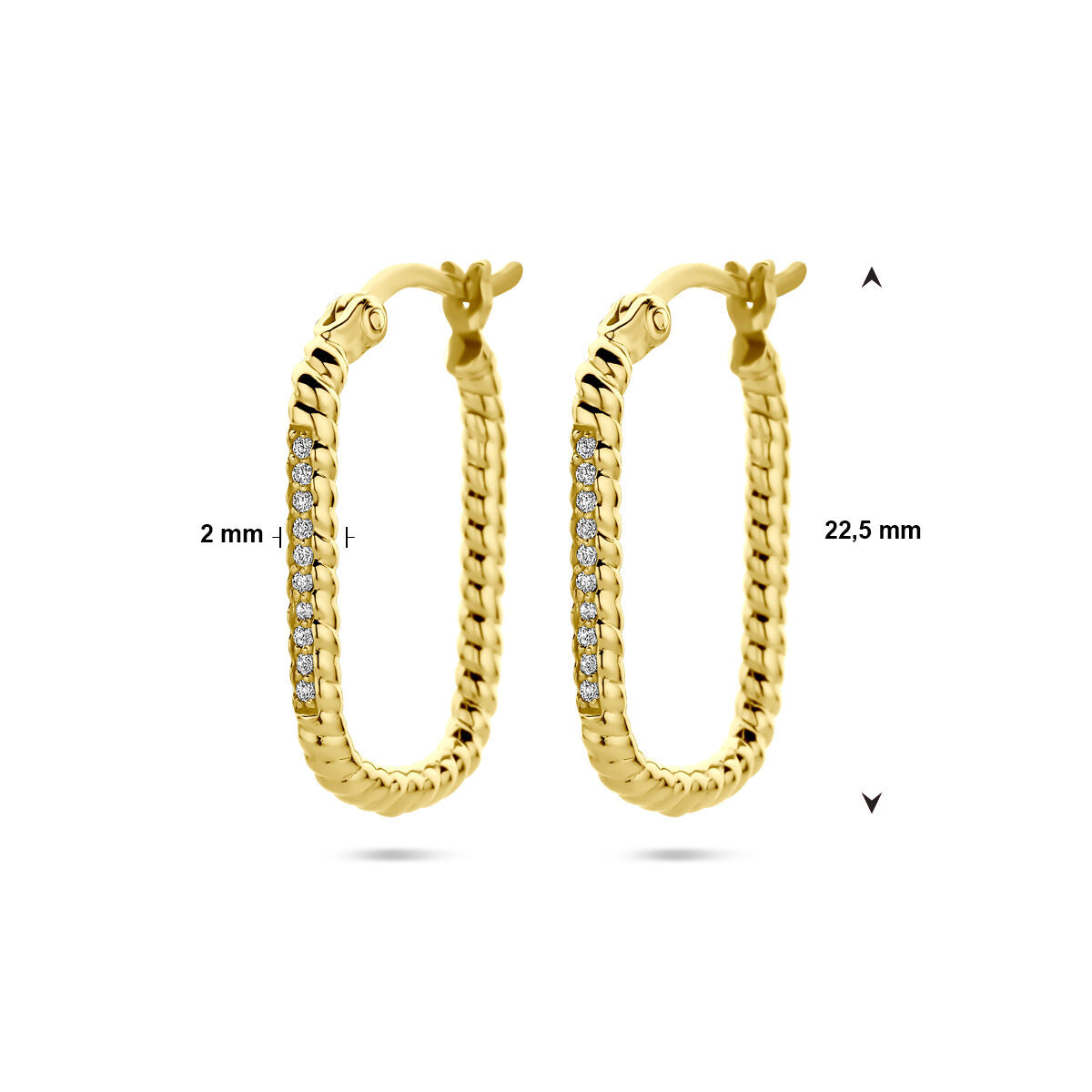 orecchini a cerchio zircone argento placcato oro 1 micron (giallo)