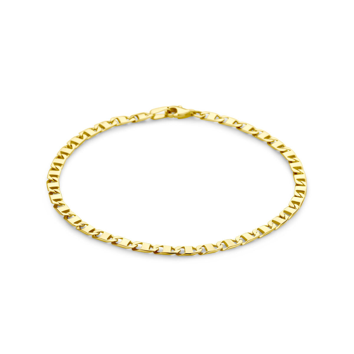 Bracciale in oro giallo 14K, 3,5 mm, con maglie lavorate.