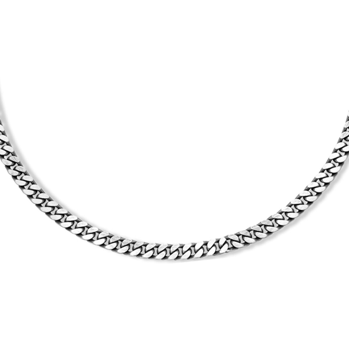 Collana bizantina in argento ossidato, 6 facce, larghezza 4,6 mm.