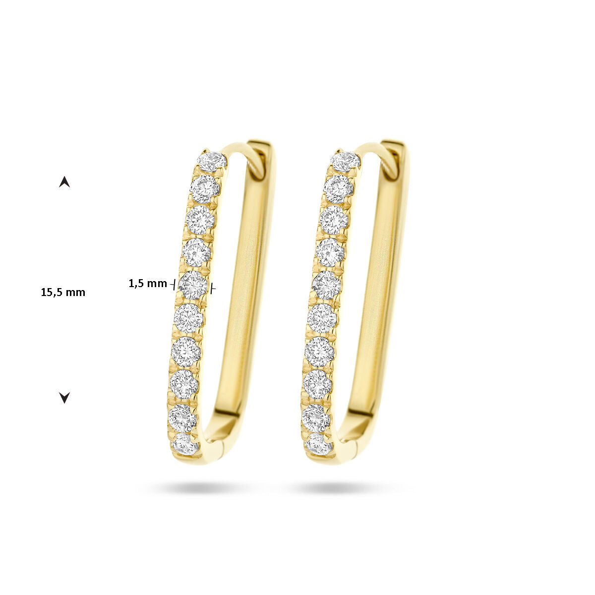 orecchini a cerchio paperclip diamante 0.22ct (2x 0.11ct) h si 14K oro giallo