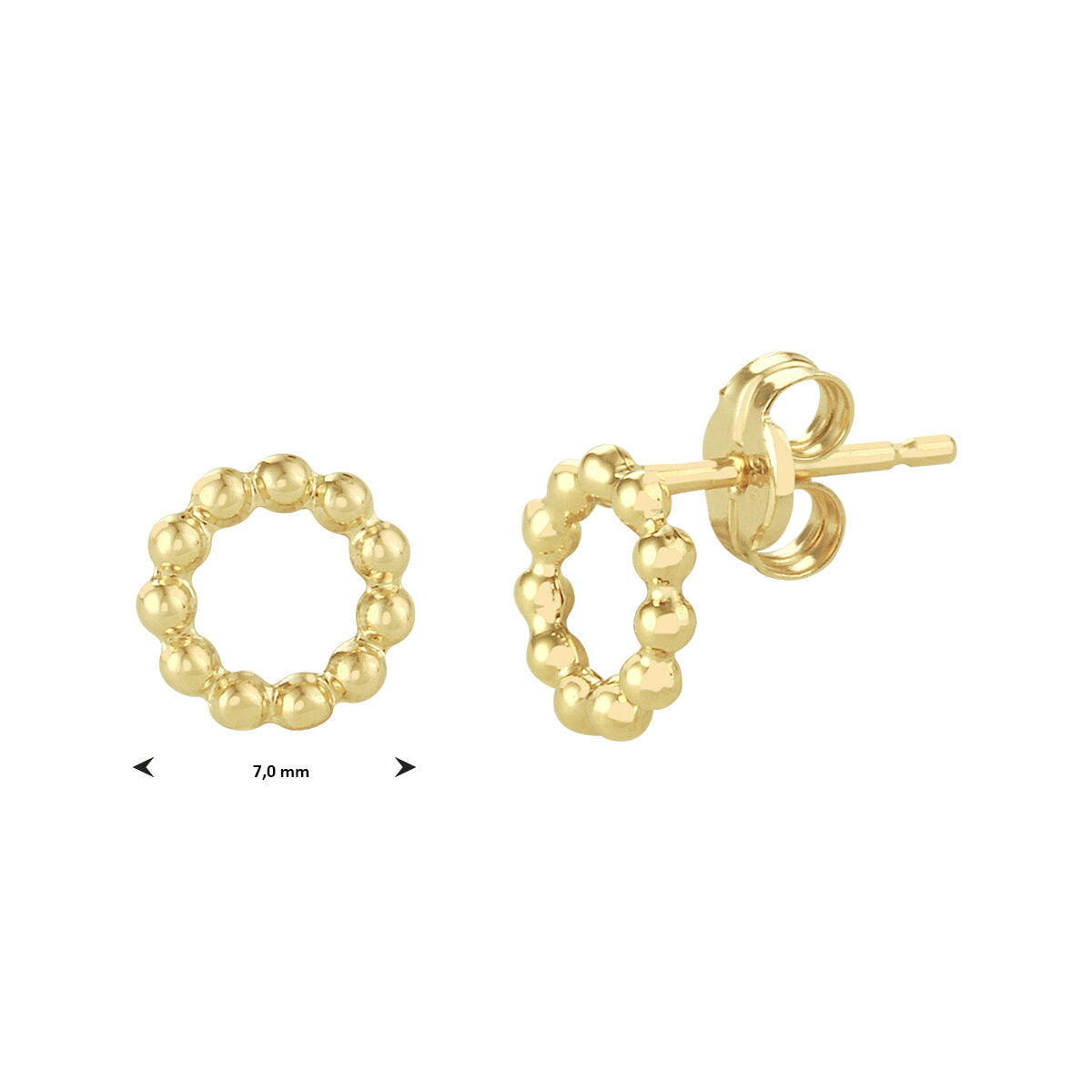 Orecchini a bottone tondo sferette oro giallo 14K