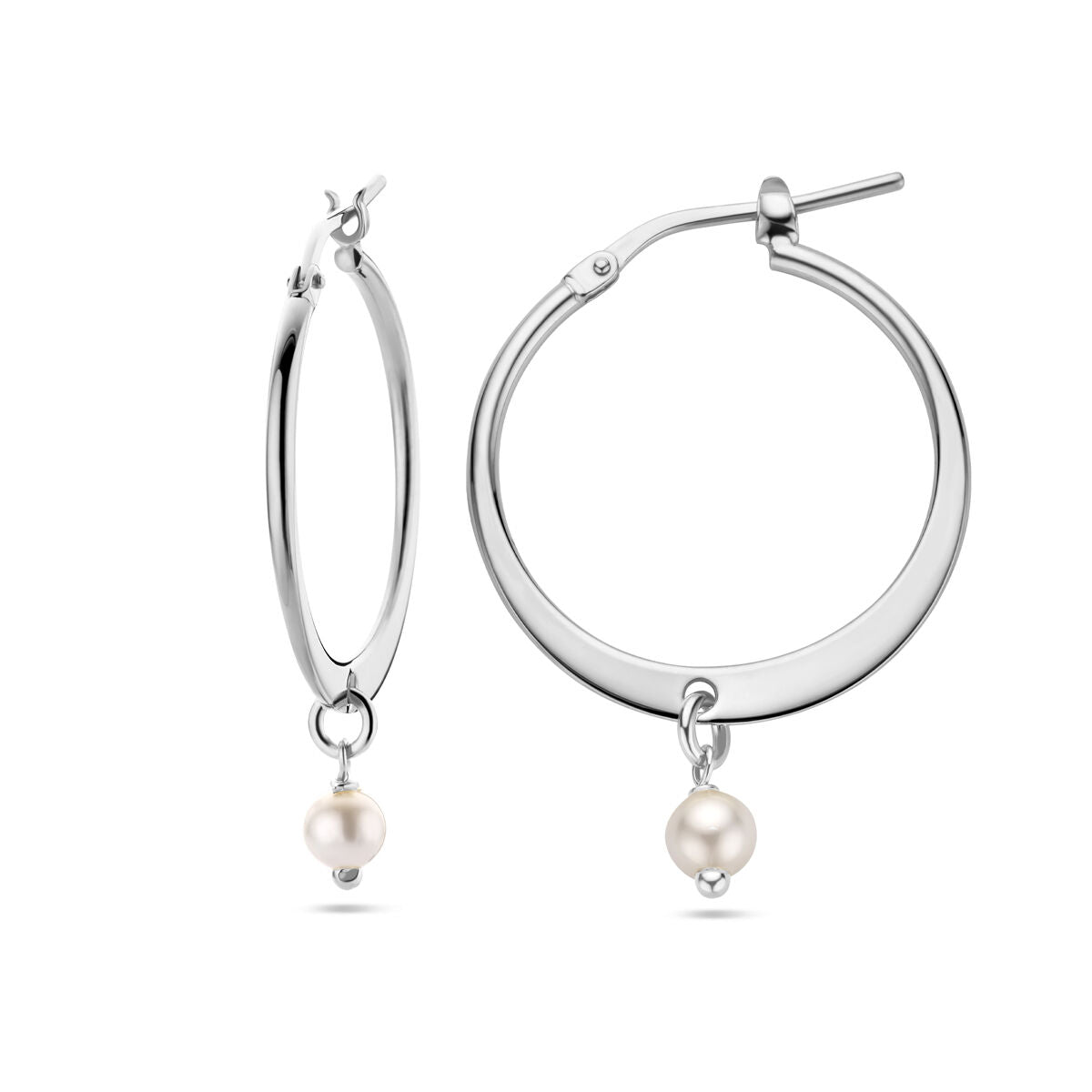 orecchini pendenti perla sintetica argento rodiato